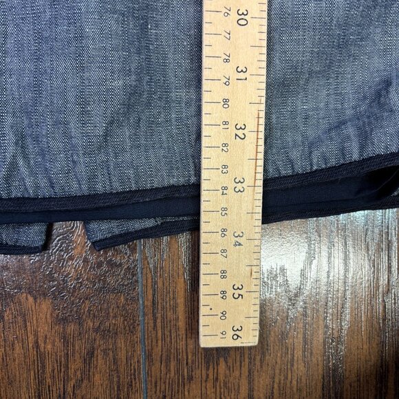 Ann Taylor Sheath Dress 0 Navy Blue Chambray Sleeveless V-Neck Pockets Women's - Picture 9 of 11